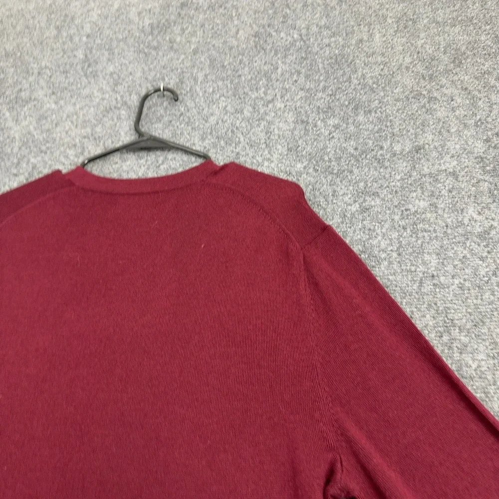 Banana Republic Sweater Mens L Burgundy Merino Wool V Neck Classic Preppy